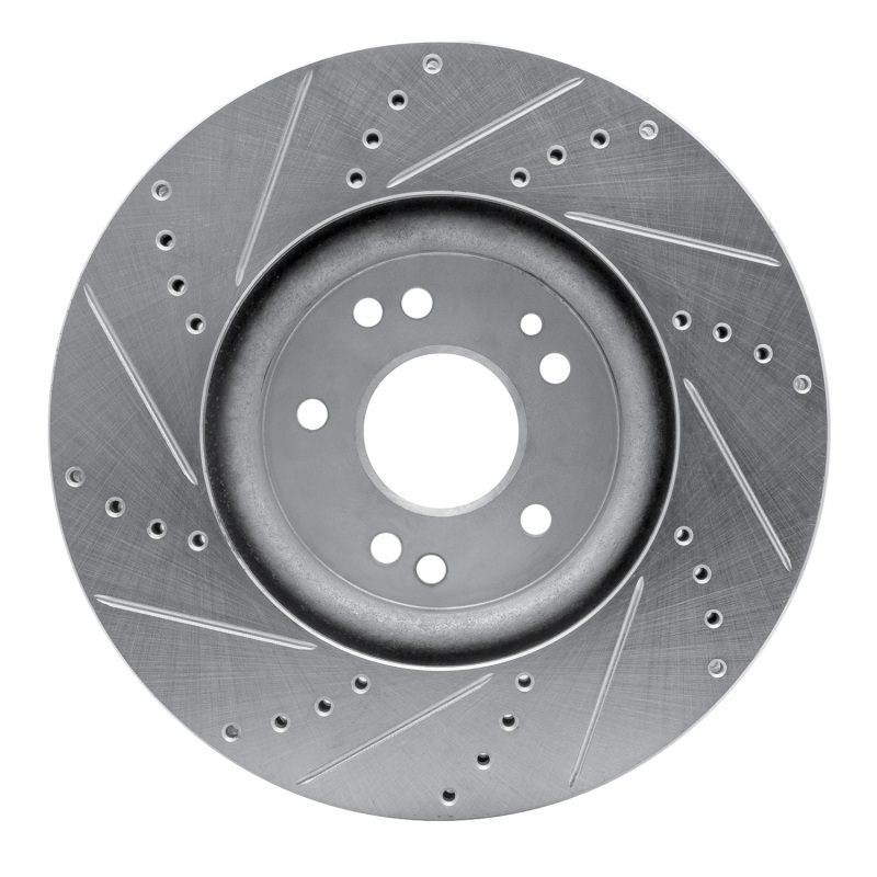 Mercedes-Benz E500 Brake Rotor (1) - Right Front - R1 Concepts - Drilled & Slotted - Silver - `94-`02